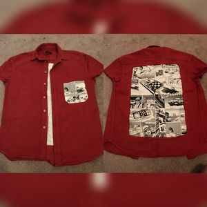 Comic Book- Red Jean Material Collar Shirt!